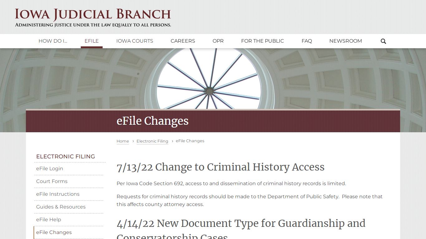 eFile Changes | Iowa Judicial Branch